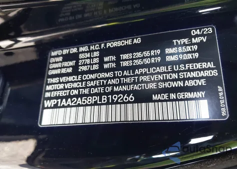 2023 Porsche Macan T из США, поврежденный, VIN WP1AA2A58PLB19266